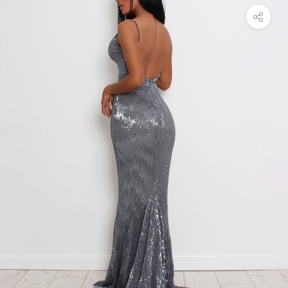 Silver Homecoming/Prom Dress FROZEN HEART' SEQUIN - Picture 7 of 7